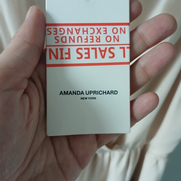 Amanda Uprichard Women's Dress NWT $264 Sz L Tiered Beige Sleeveless Lined Linen - Picture 5 of 16